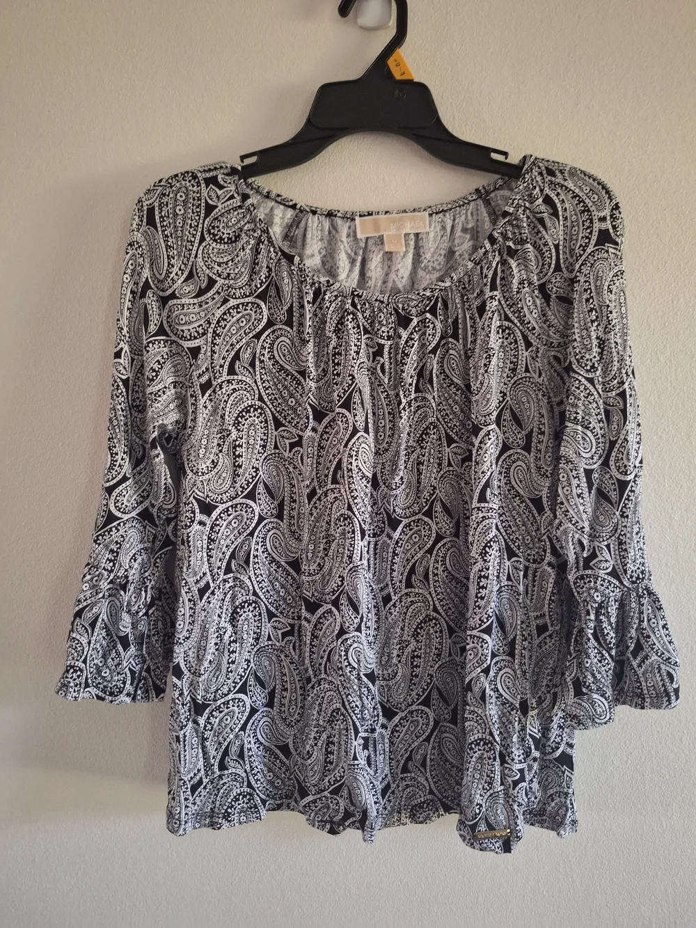 Michael Kors Black and White Paisley Peasant Tunic